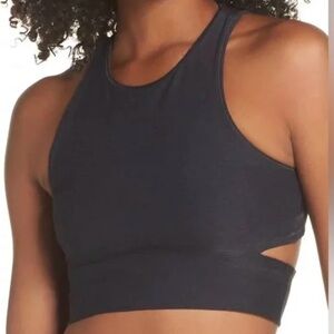 Outdoor Voices Slashback Long Line Crop Top in Dark Grey Small